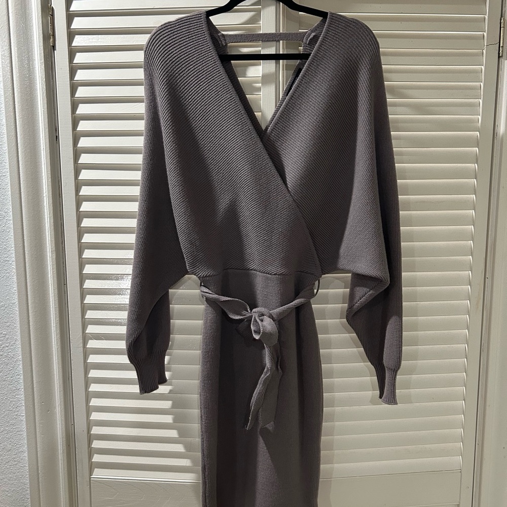 Mauve Knit Wrap Dress